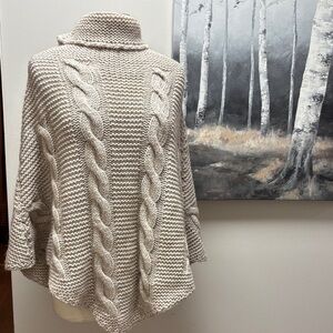 Cozy Cable Knit poncho- Cream